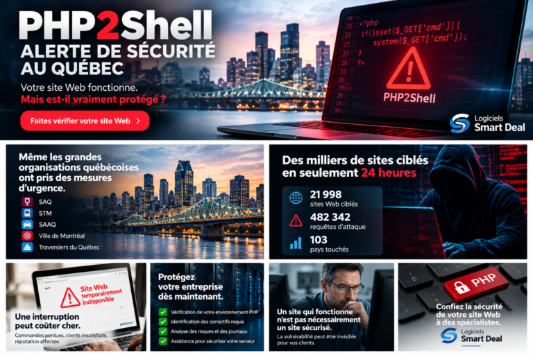 PHP2Shell : alerte de sécurité au Québec, mesures préventives et vérification des sites Web des entreprises.
