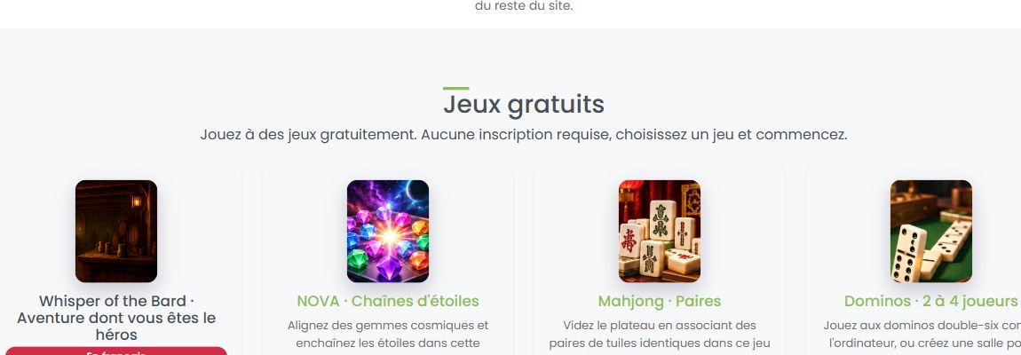 Catalogue de jeux YourLottoNumber : Nova, Mahjong et Dominos